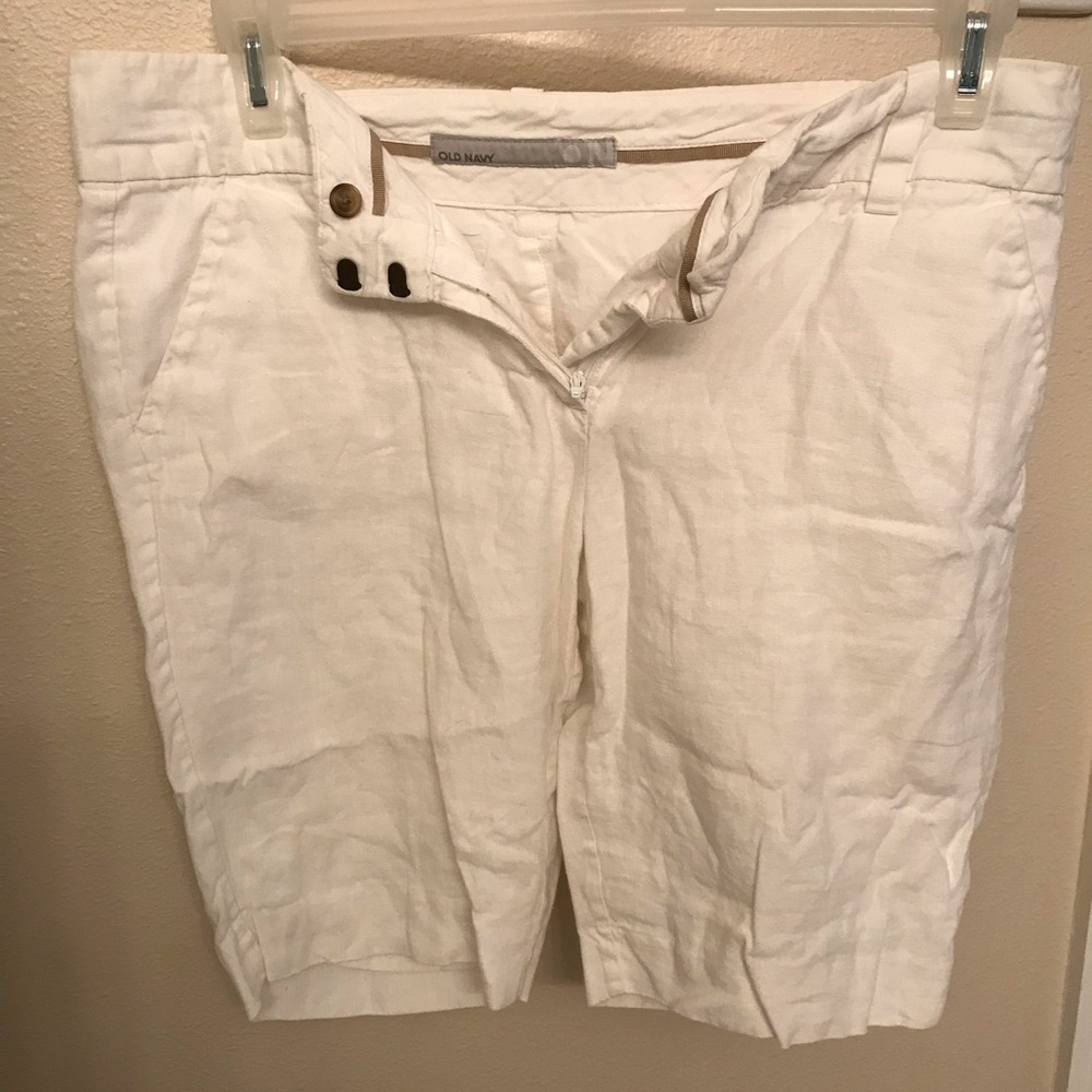 White linen shorts